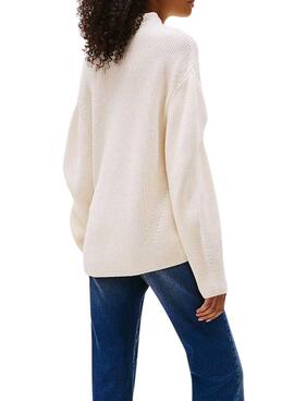 Maillot Tommy Jeans Mockneck blanc pour femme
