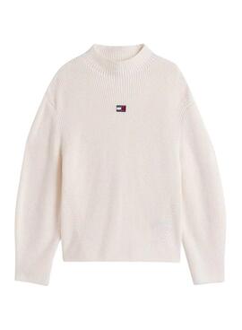 Maillot Tommy Jeans Mockneck blanc pour femme
