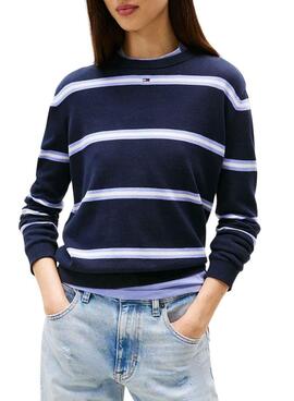 Maillot à rayures bleu marine Tommy Jeans pour femme