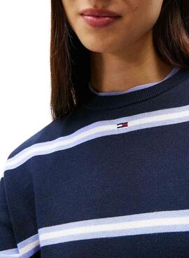 Maillot à rayures bleu marine Tommy Jeans pour femme