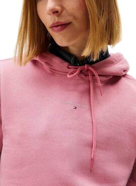 Sweat à capuche rose Tommy Jeans Linear Hoodie pour femme.