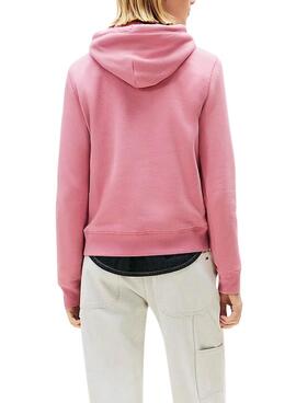 Sweat à capuche rose Tommy Jeans Linear Hoodie pour femme.