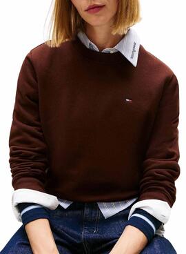 Sweat à capuche Tommy Jeans Flag marron pour femme