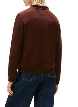 Sweat à capuche Tommy Jeans Flag marron pour femme