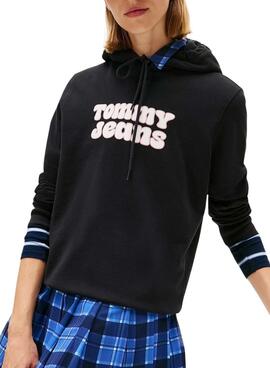 Sweat à capuche Tommy Jeans Logo noir pour femme
