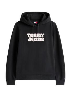 Sweat à capuche Tommy Jeans Logo noir pour femme