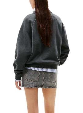 Sweat à capuche Tommy Jeans Boxy Leopard gris pour femme