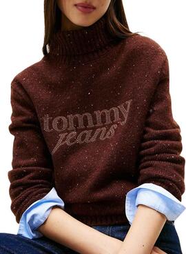 Maillot à col roulé Tommy Jeans marron pour femme