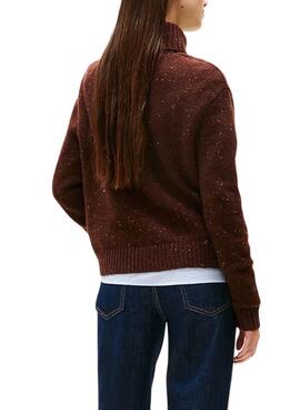 Maillot à col roulé Tommy Jeans marron pour femme