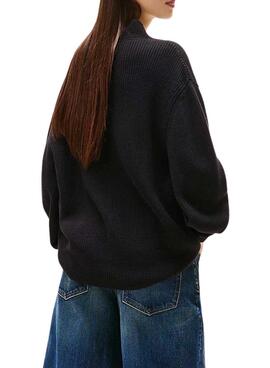 Maillot Tommy Jeans Mockneck noir pour femme
