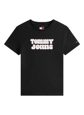 T-shirt Tommy Jeans Essential Logo noir pour femme.