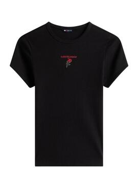 T-shirt Tommy Jeans Rose noir pour femme