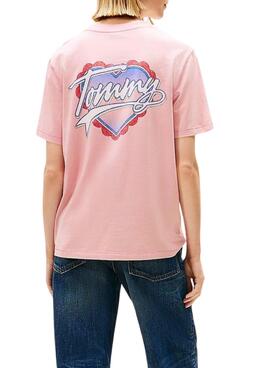T-shirt Tommy Jeans Heart rose pour femme