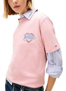 T-shirt Tommy Jeans Heart rose pour femme