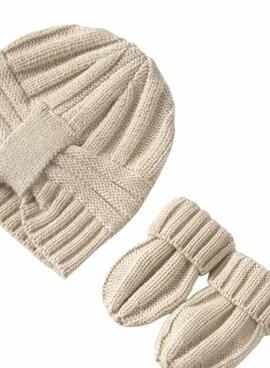 Ensemble Mayoral bonnet et moufles beige pour bébé