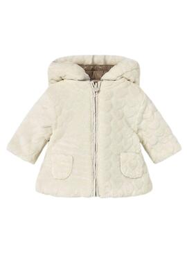 Manteau réversible Mayoral pour bébé en couleur toastée.