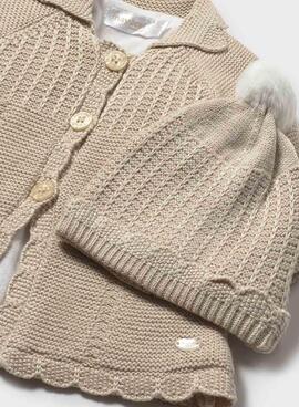 Manteau et bonnet Mayoral tricot toasté pour bébé