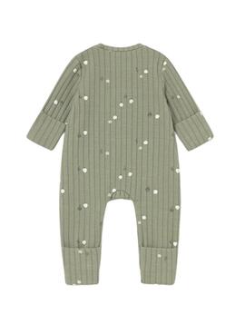 Pyjama long Mayoral avec pied convertible vert bébé.