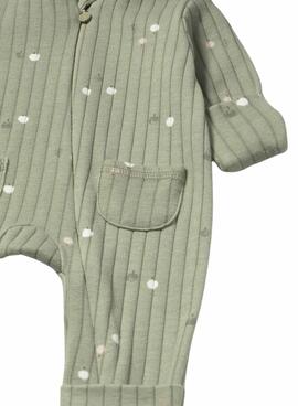Pyjama long Mayoral avec pied convertible vert bébé.