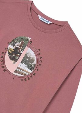 T-shirt graphique rose Mayoral pour fille