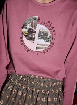 T-shirt graphique rose Mayoral pour fille