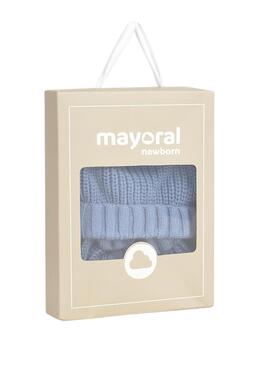 Ensemble Mayoral bonnet et moufles bleus pour bébé