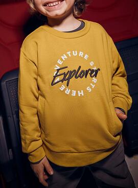 Sweatshirt Mayoral brodé moutarde pour garçon