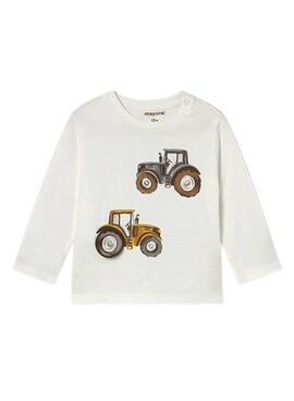 T-shirt Mayoral interactive tractor blanc bébé