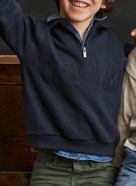 Sweat à col polo marine pour garçon Mayoral