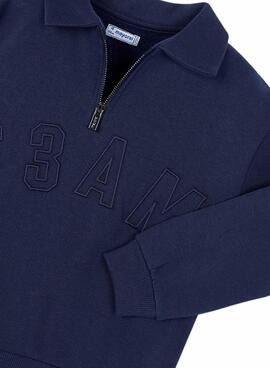Sweat à col polo marine pour garçon Mayoral