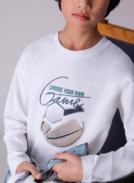 T-shirt Mayoral interactif blanc pour garçon