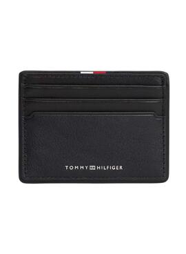 Porte-cartes en cuir noir Tommy Hilfiger Corporate pour homme.