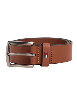 Ceinture en cuir Tommy Hilfiger Denton avec logo chameau pour homme.
