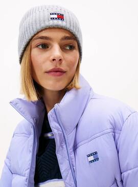 Bonnet en tricot Tommy Jeans Heritage avec logo gris pour femme