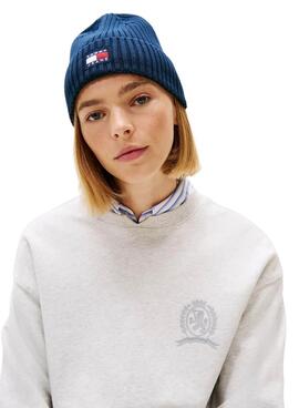 Bonnet en tricot Tommy Jeans Heritage avec logo marine pour femme