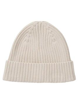 Tuque Tommy Jeans Heritage en tricot avec logo beige pour femme