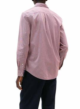 Chemise Tommy Hilfiger en popeline à carreaux grenat pour homme