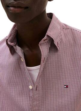 Chemise Tommy Hilfiger en popeline à carreaux grenat pour homme