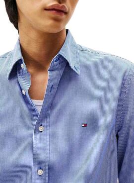 Chemise Tommy Hilfiger en popeline à carreaux bleus pour homme