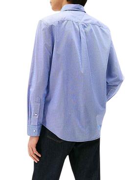 Chemise Tommy Hilfiger en popeline à carreaux bleus pour homme