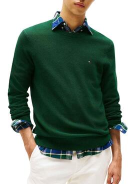 Maillot Tommy Hilfiger Essential Structure vert pour homme.