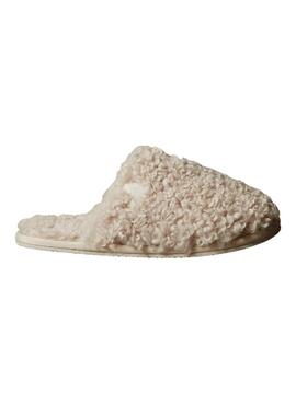 Chaussons Calvin Klein en peau de mouton beige pour femmes