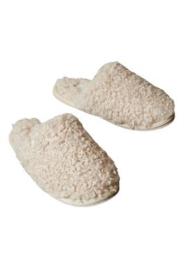 Chaussons Calvin Klein en peau de mouton beige pour femmes