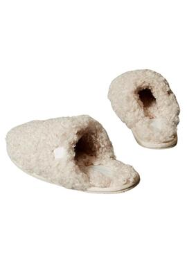 Chaussons Calvin Klein en peau de mouton beige pour femmes