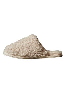 Chaussons Calvin Klein en peau de mouton beige pour femmes