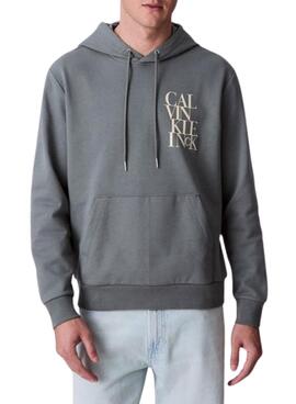 Sweat à capuche Calvin Klein Line gris pour homme