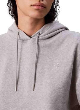 Sweat à capuche gris Calvin Klein avec logo pour femme