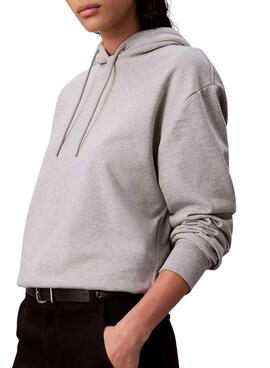 Sweat à capuche gris Calvin Klein avec logo pour femme