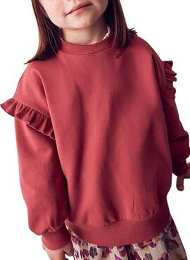 Sweat-shirt Mayoral volants grenat pour fille