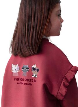Sweat-shirt Mayoral volants grenat pour fille